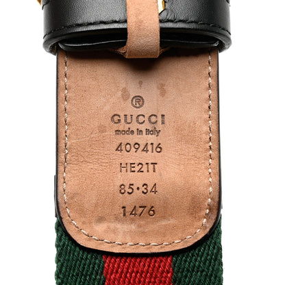 Gucci Nylon Calfskin Double G Web 40mm Belt 85 34 Green Red Black 5 of 7