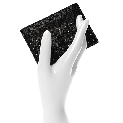 Saint Laurent Grain De Poudre Geo Print Monogram Credit Card Case Black White 2 of 8