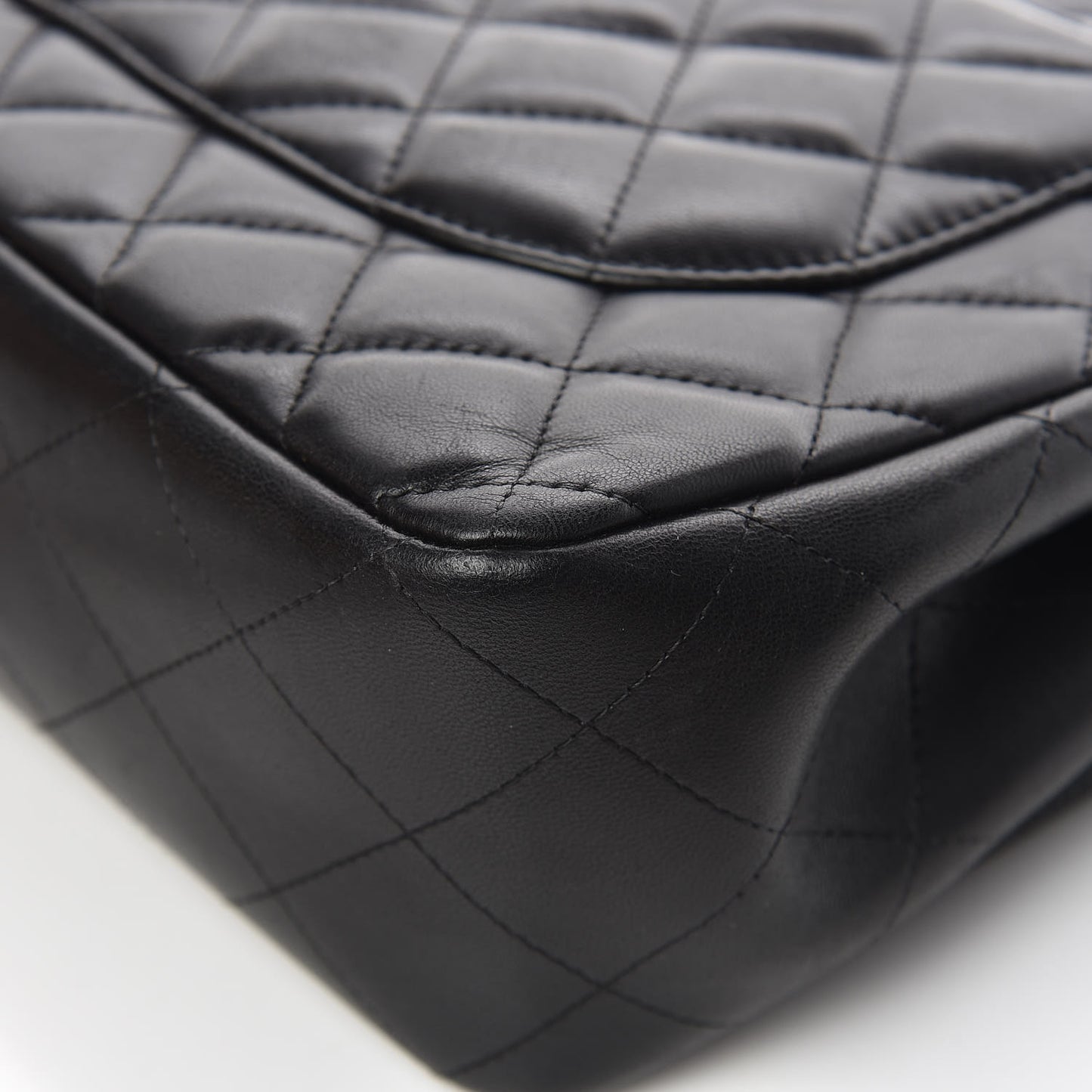 Lambskin Quilted Jumbo Double Flap Black
