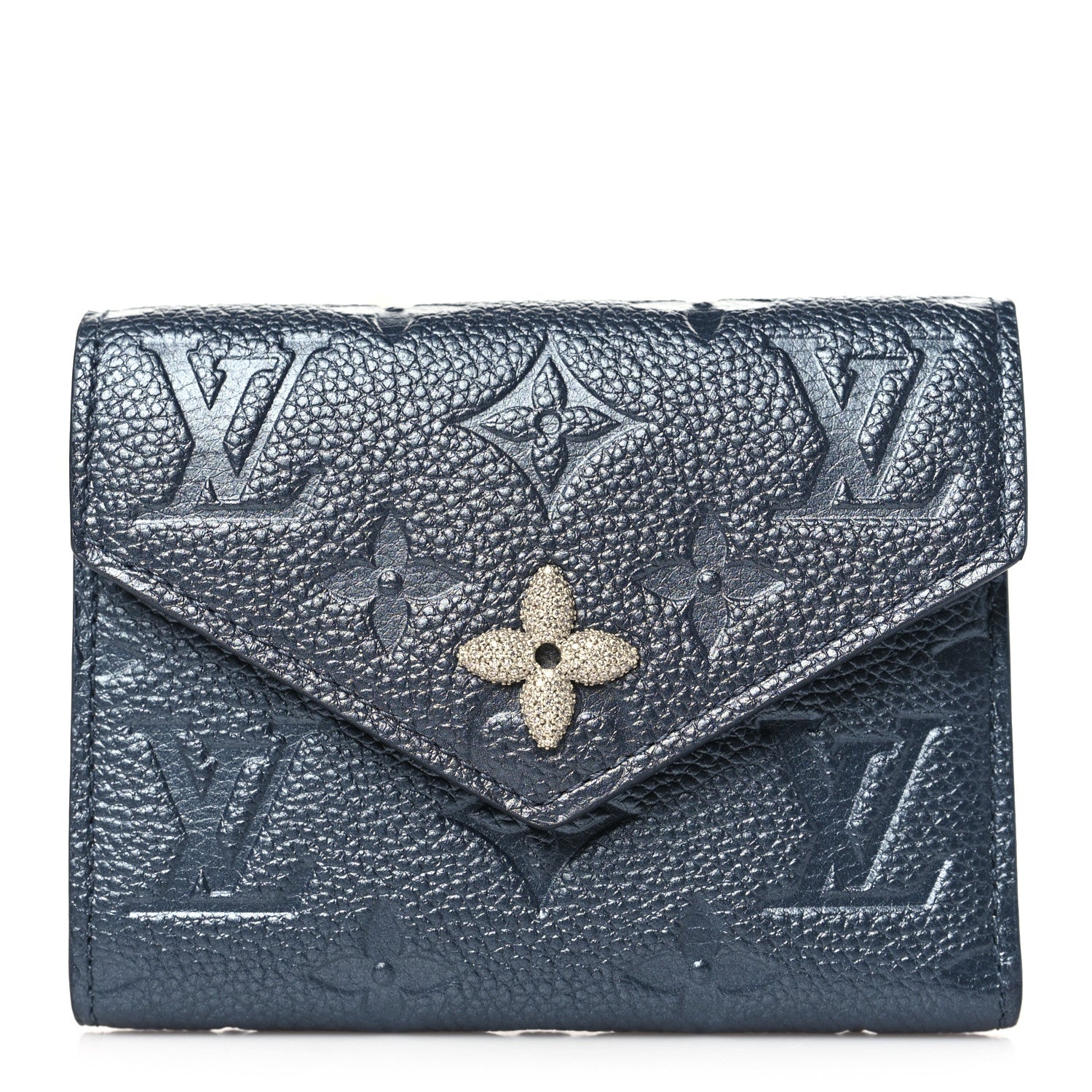 Louis Vuitton Empreinte Monogram Flower Victorine Wallet Navy Blue 1 of 7
