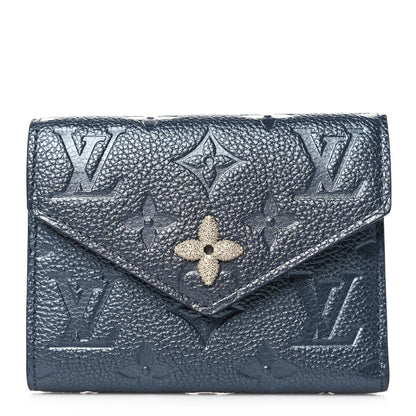 Louis Vuitton Empreinte Monogram Flower Victorine Wallet Navy Blue 1 of 7