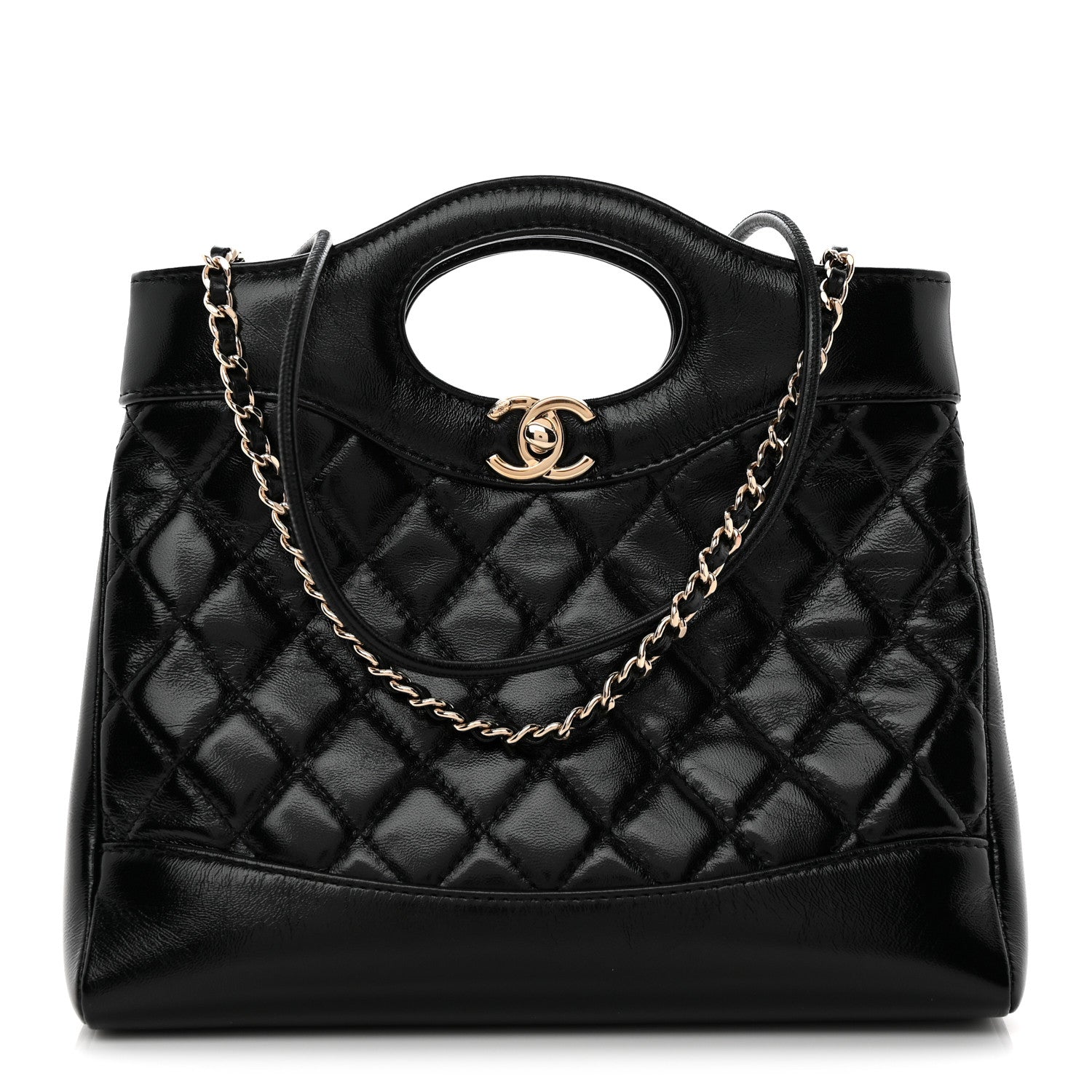 Chanel Shiny Lambskin Quilted Mini 31 Shopping Bag Black 1 of 10