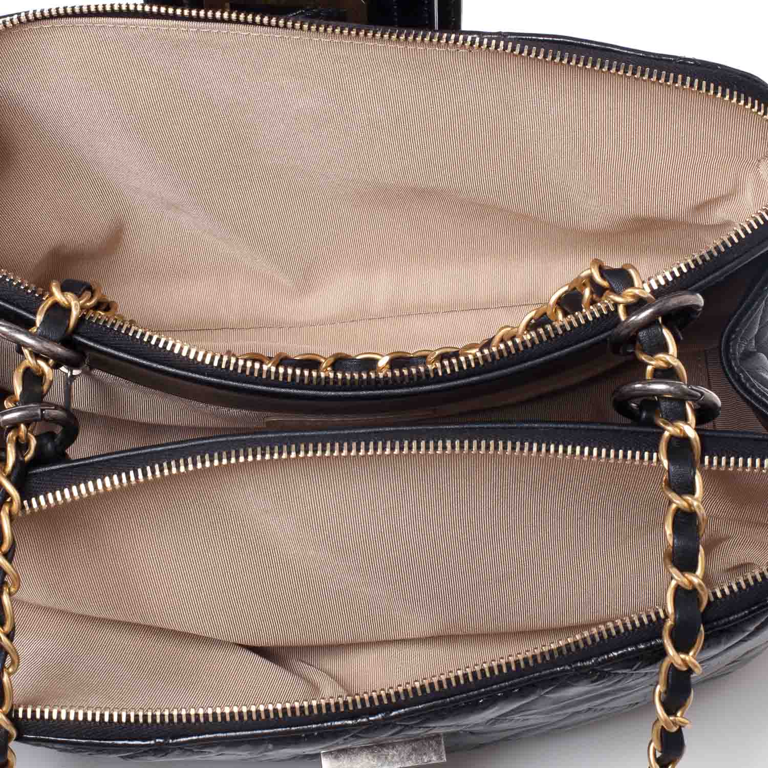 Chanel Glazed Calfskin Mademoiselle Zip Shopping Tote Black 14 of 20