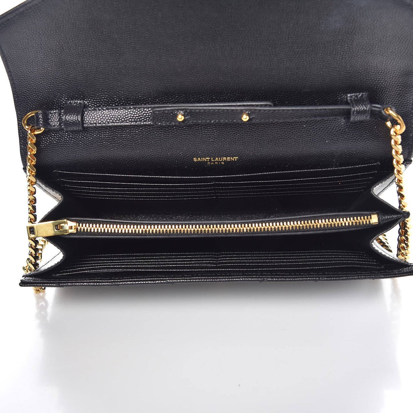 Grain De Poudre Matelasse Chevron Monogram Chain Wallet Black