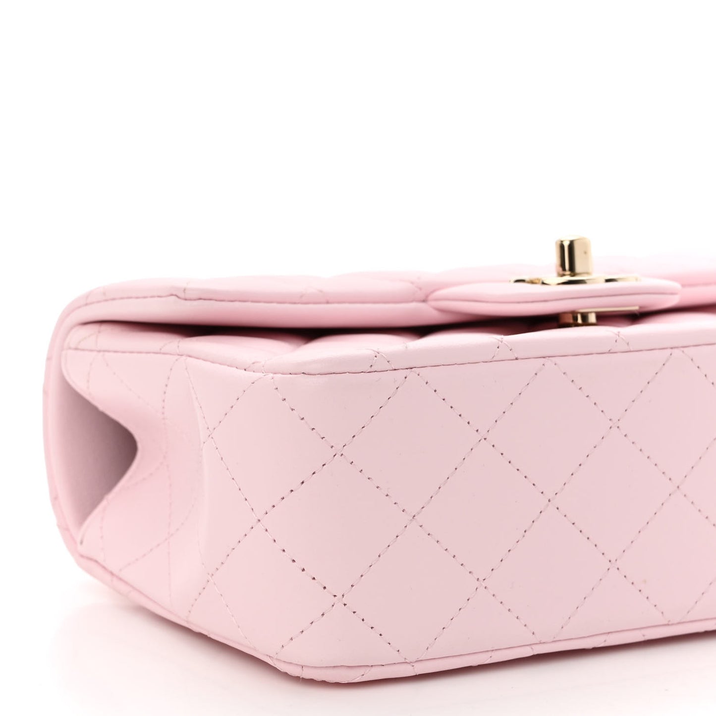 Lambskin Quilted Mini Top Handle Rectangular Flap Light Pink
