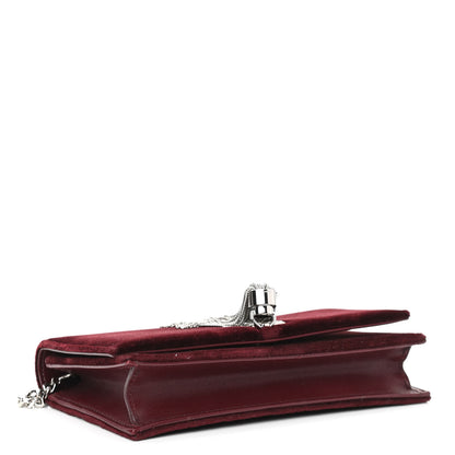 Saint Laurent Velvet Crystal Monogram Kate Tassel Shoulder Bag Burgundy 4 of 10