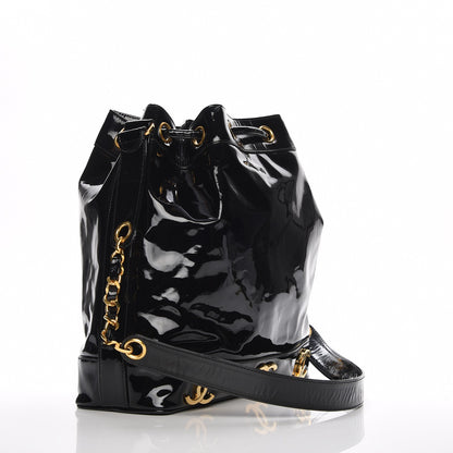 Chanel Patent CC Drawstring Shoulder Bag Black 3 of 8