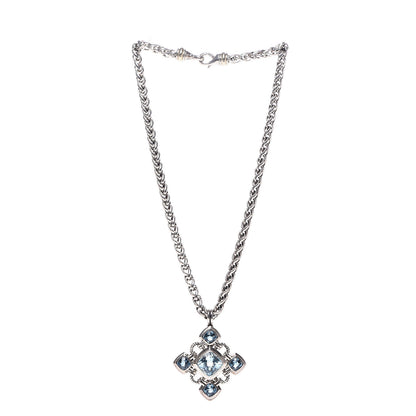 David Yurman Sterling Silver Blue Topaz Renaissance Cross Enhancer Pendant Necklace 3 of 6