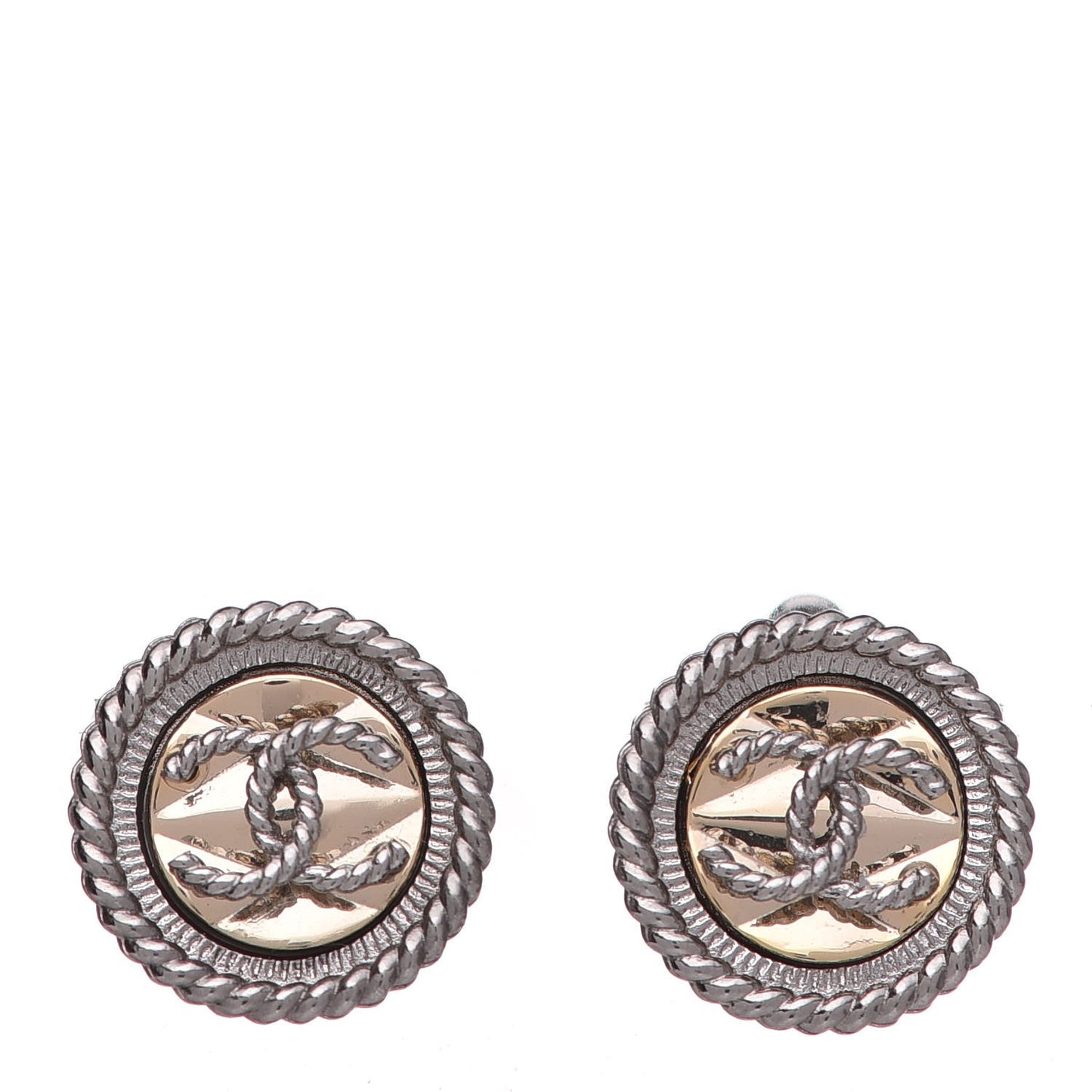 Twisted CC Round Earrings Gold Silver