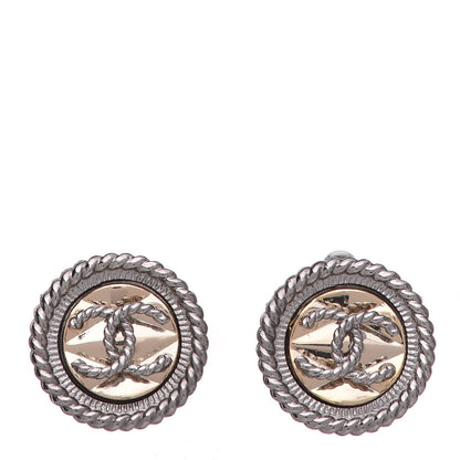 Chanel Twisted CC Round Earrings Gold Silver 1 of 6