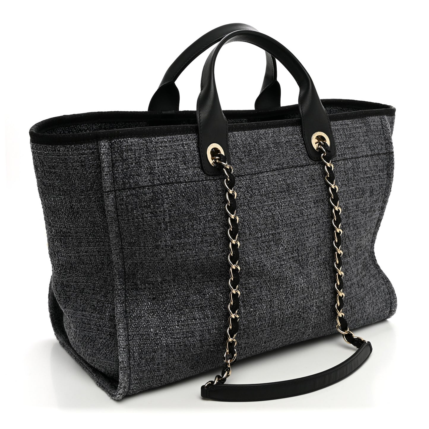 Lurex Boucle Medium Deauville Tote Black