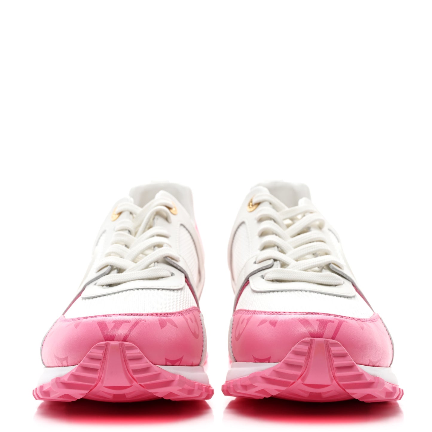 Calfskin Monogram Run Away Sneakers 38.5 White Pink