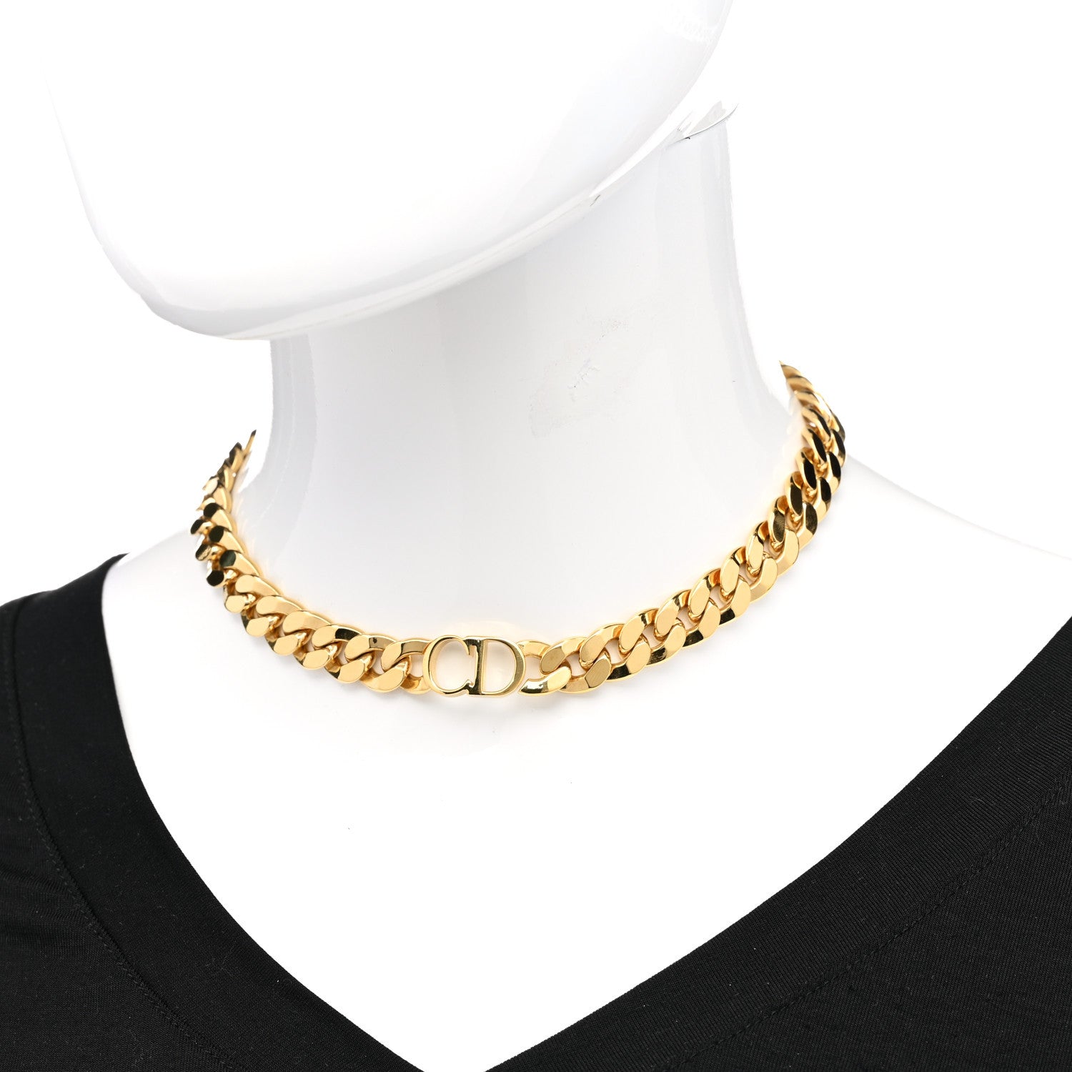Christian Dior Metal Danseuse Etoile Chain Choker Necklace Gold 1 of 5
