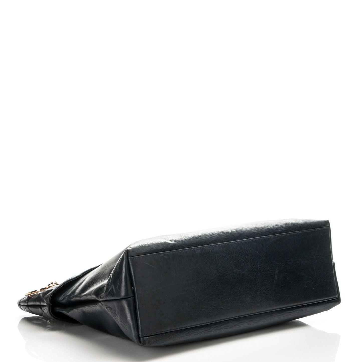 Calfskin Quilted Shoulder Bag Navy Blue
