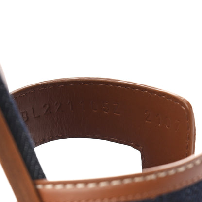 Hermes Calfskin Denim Oran Sandals 36.5 Bleu Brut Gold 8 of 8