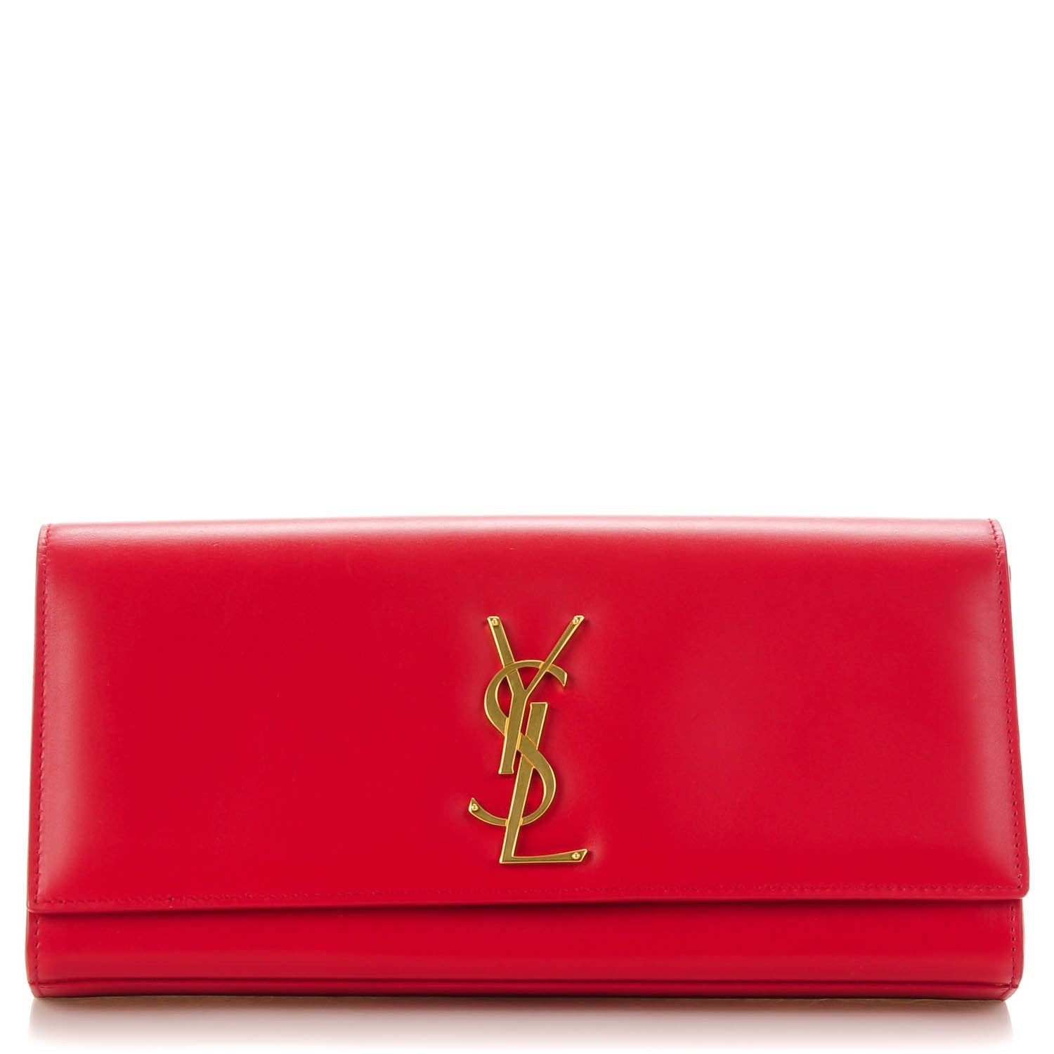 Saint Laurent Calfskin Classic Monogram Clutch Rouge Orient 1 of 8