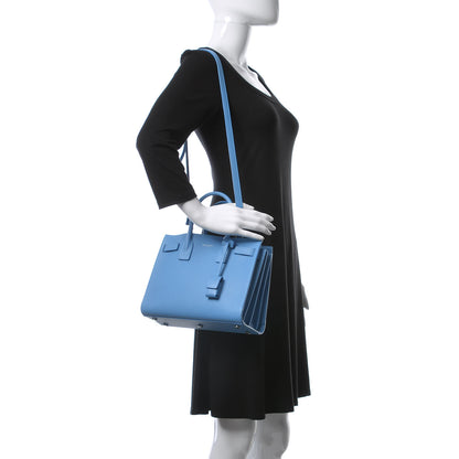 Saint Laurent Grained Calfskin Baby Sac De Jour Blue Clair 2 of 13