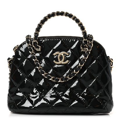 Chanel Patent Calfskin Quilted Shiny Coco Clutch With Chain Black 1 of 10