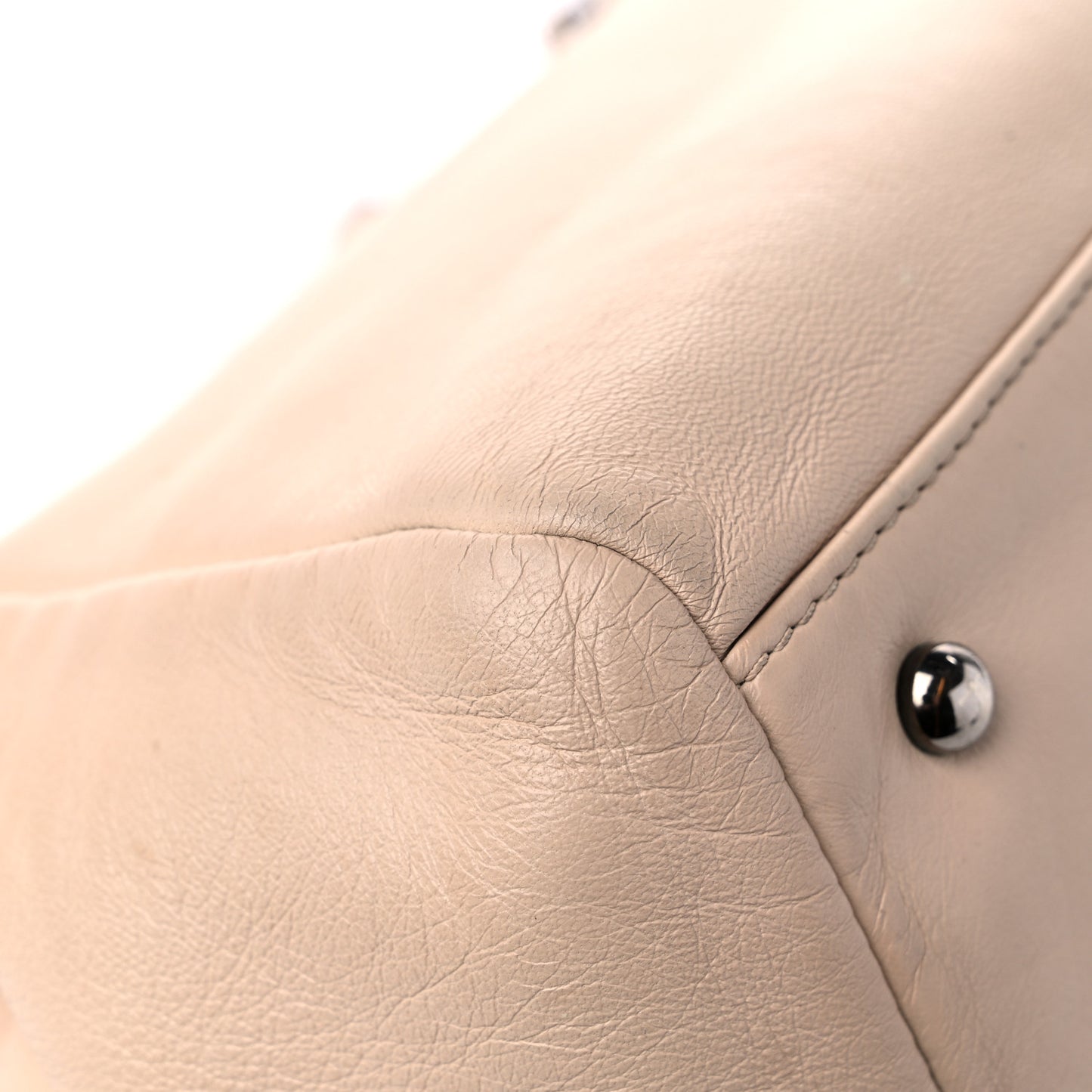 Lambskin Chain Stitch Shoulder Bag Beige