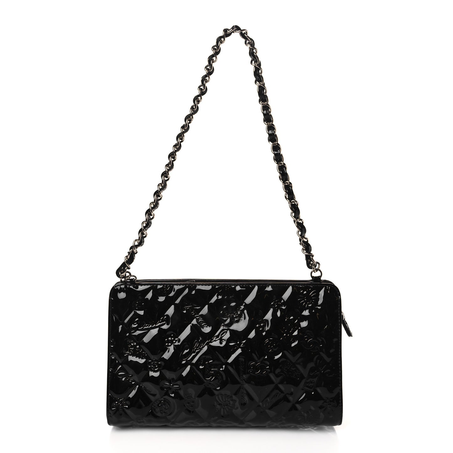 Patent Calfskin Lucky Symbols Pochette Black