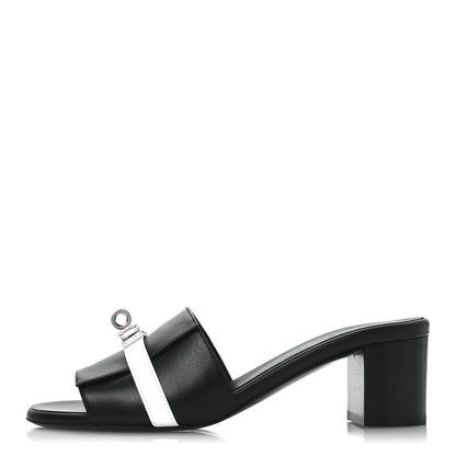 Hermes Calfskin Gigi 50 Sandals 37 White Black 1 of 14