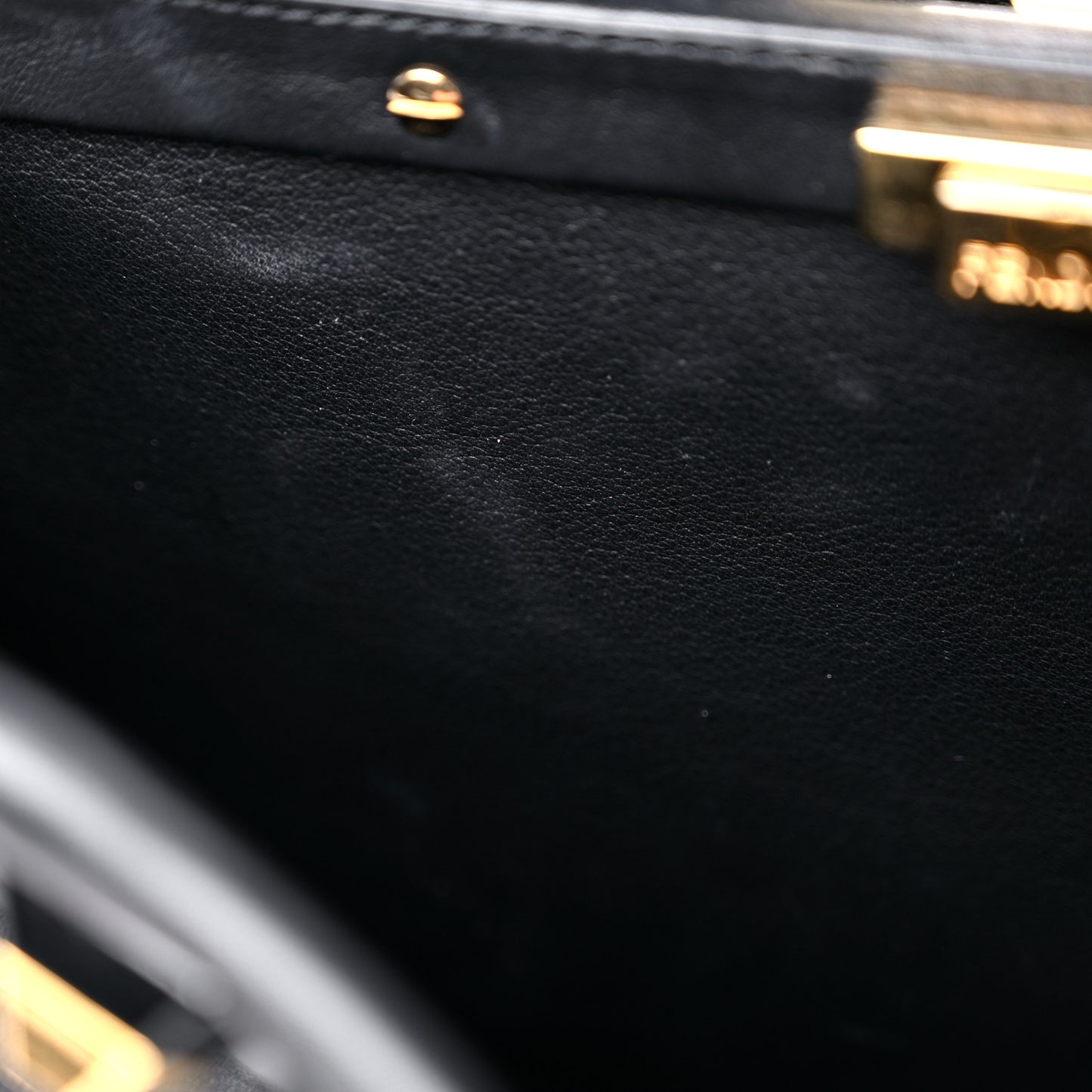 Vitello Seta Gold Studded Medium Peekaboo Iconic Satchel Black