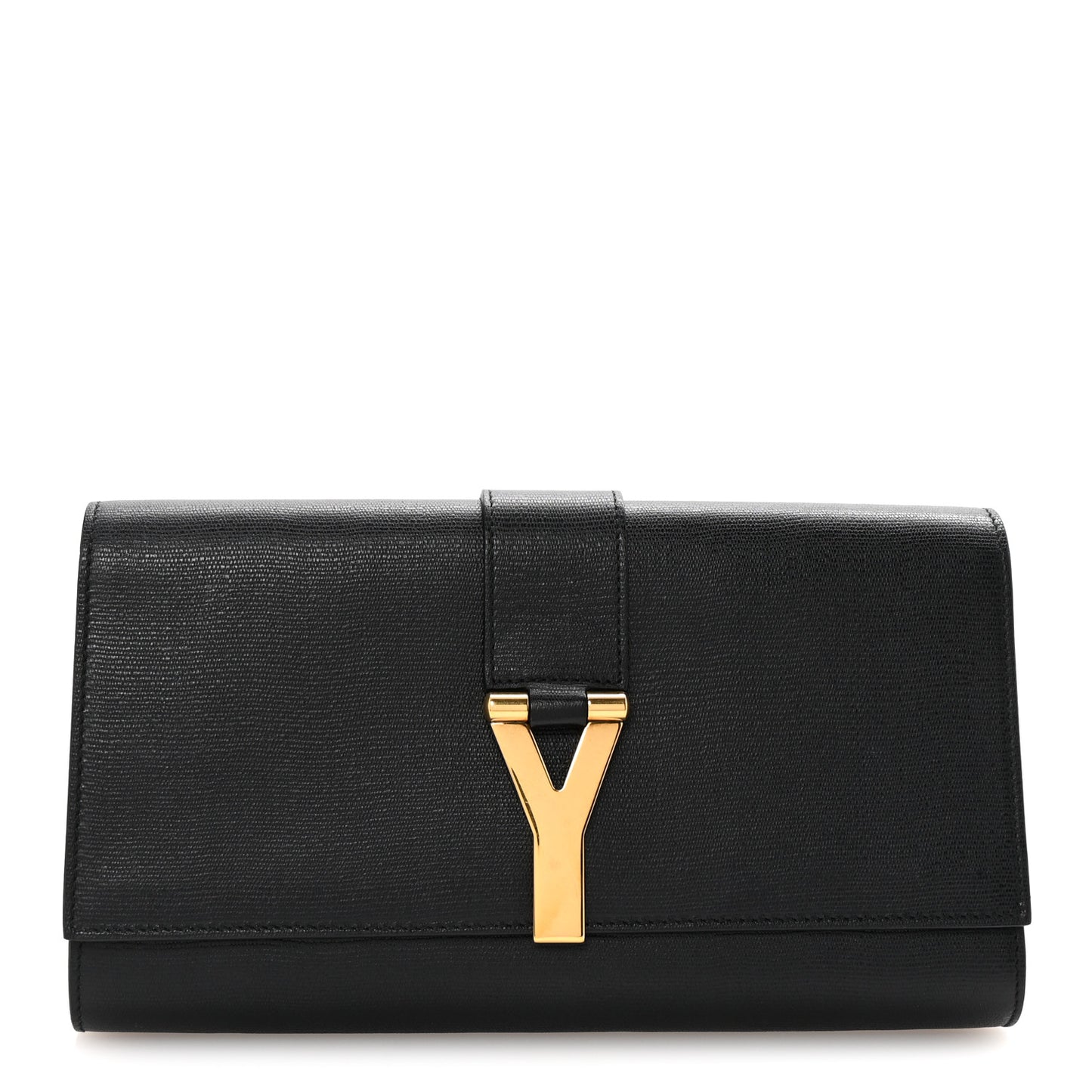Textured Calfskin Classic Y Ligne Clutch Black