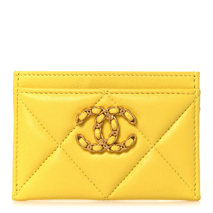 Chanel Lambskin Quilted Chanel 19 Card Holder Jaune 1 of 8