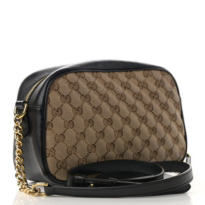 Gucci Monogram Matelasse Diagonal Small GG Marmont Chain Shoulder Bag Beige Black 3 of 12
