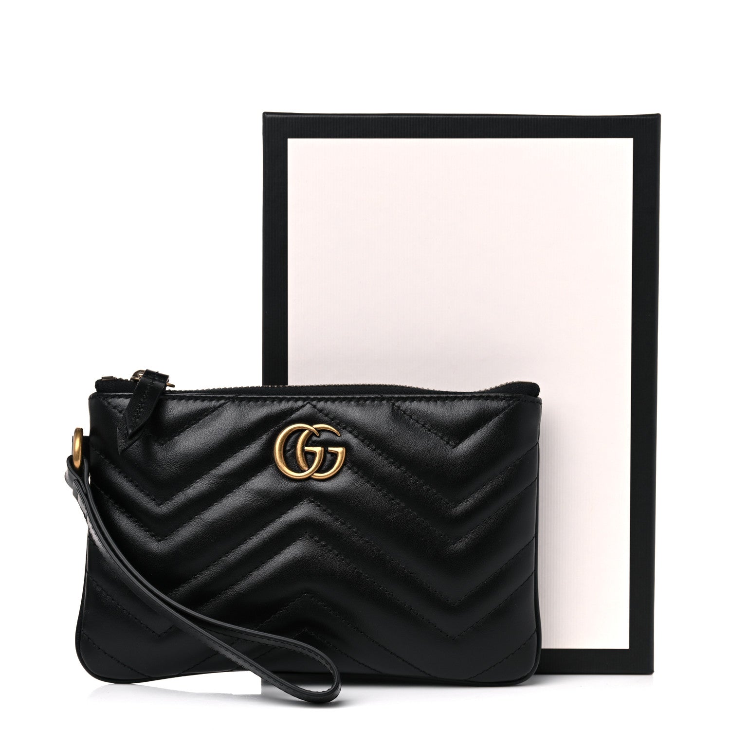 Gucci Calfskin Matelasse GG Marmont Wrist Wallet Black 10 of 10
