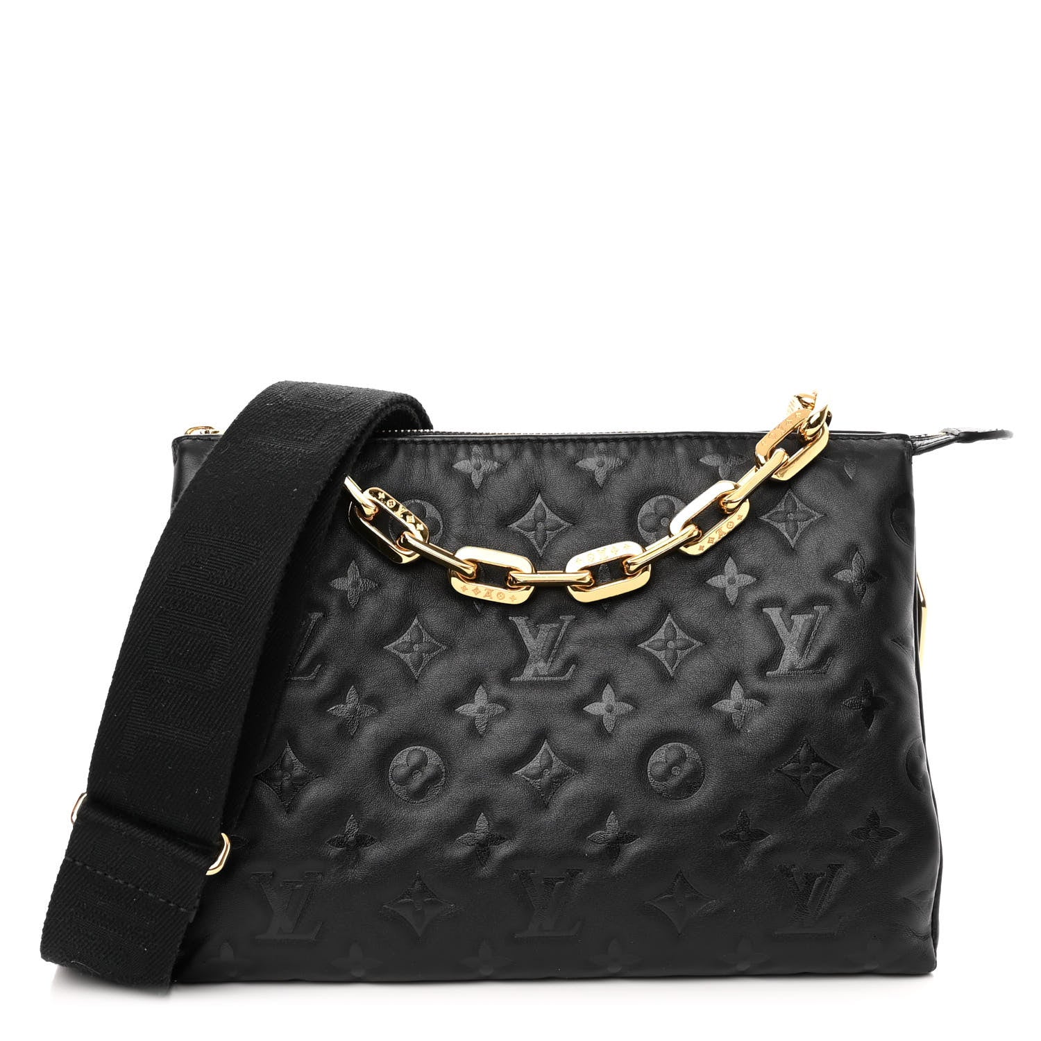 Louis Vuitton Lambskin Embossed Monogram Coussin PM Black 1 of 11