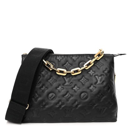 Louis Vuitton Lambskin Embossed Monogram Coussin PM Black 1 of 11