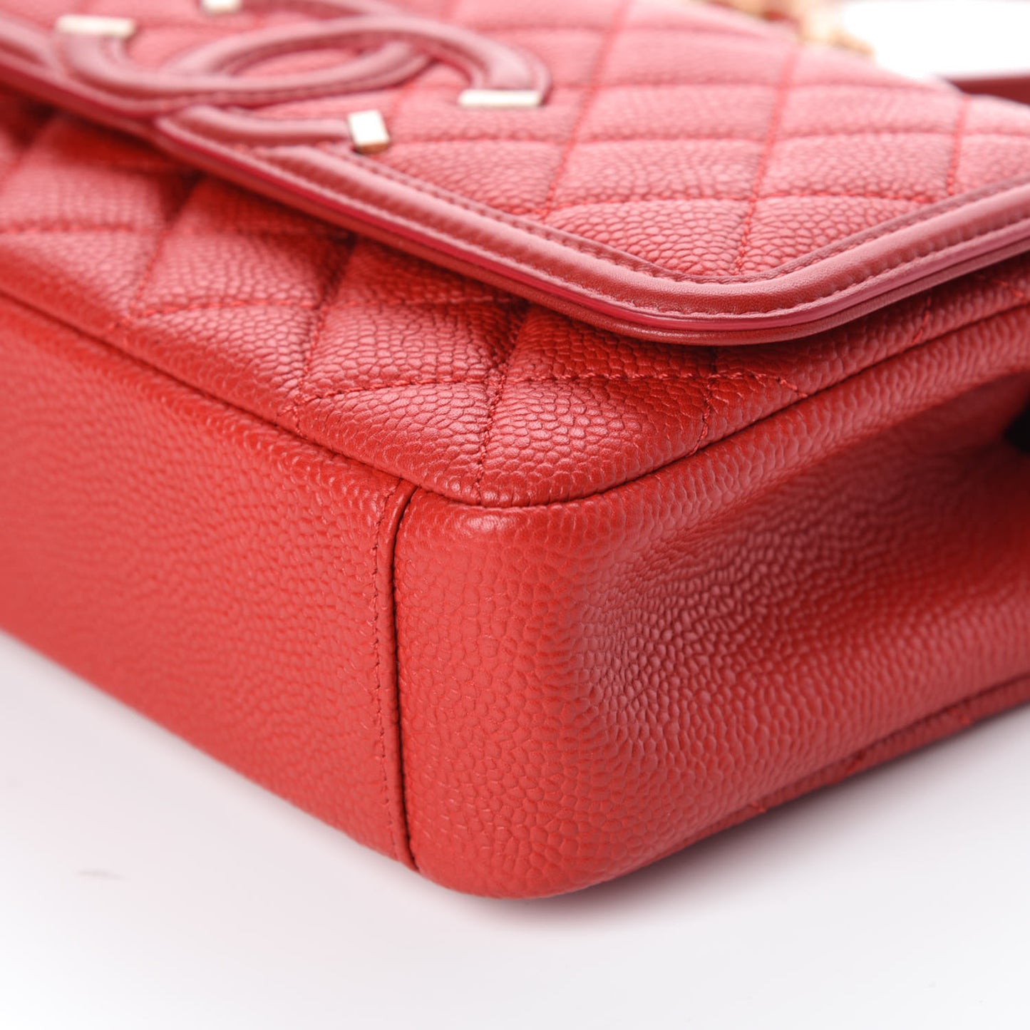 Caviar Quilted Small CC Filigree Flap Red