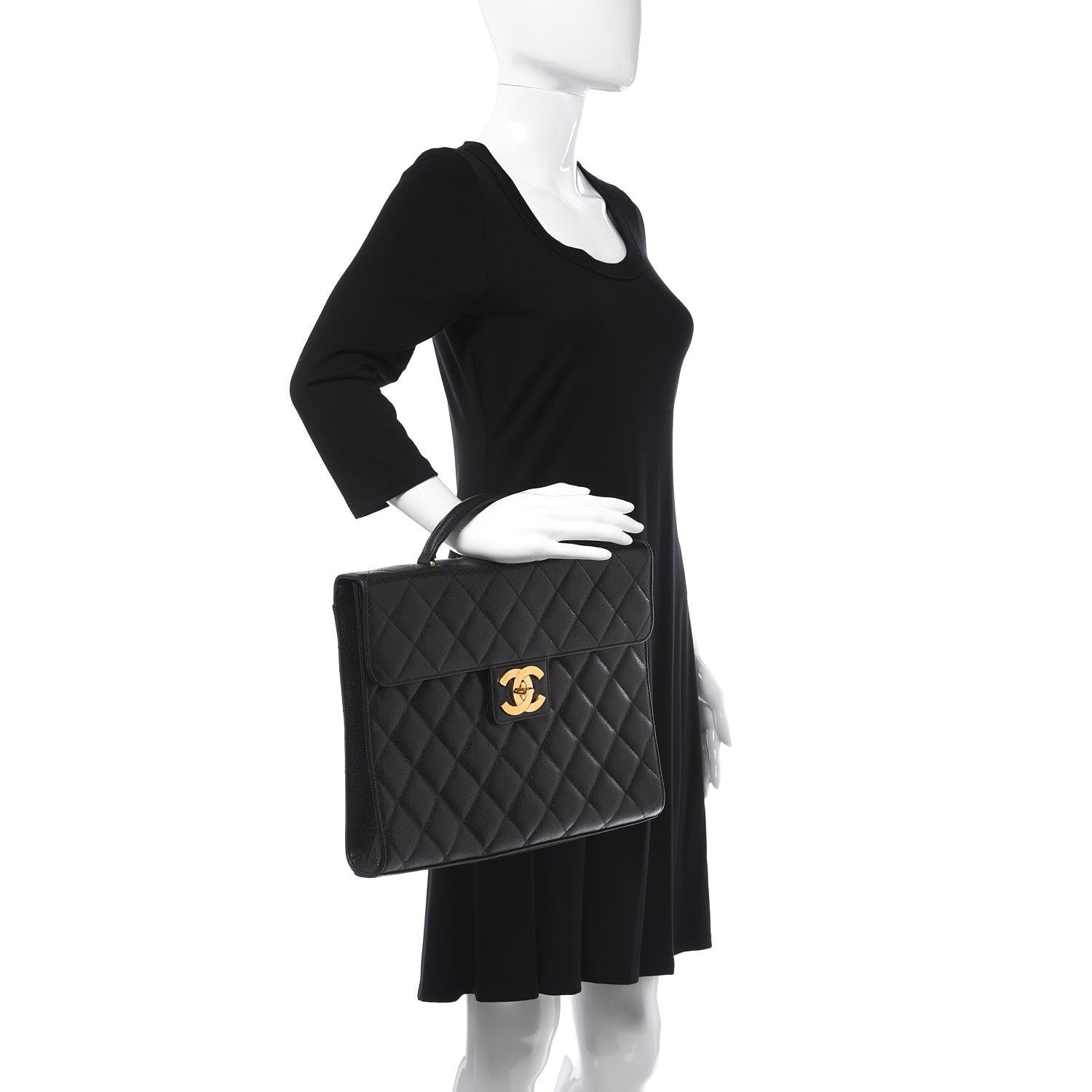 Chanel Caviar Quilted Briefcase Laptop Bag Black 2 of 8