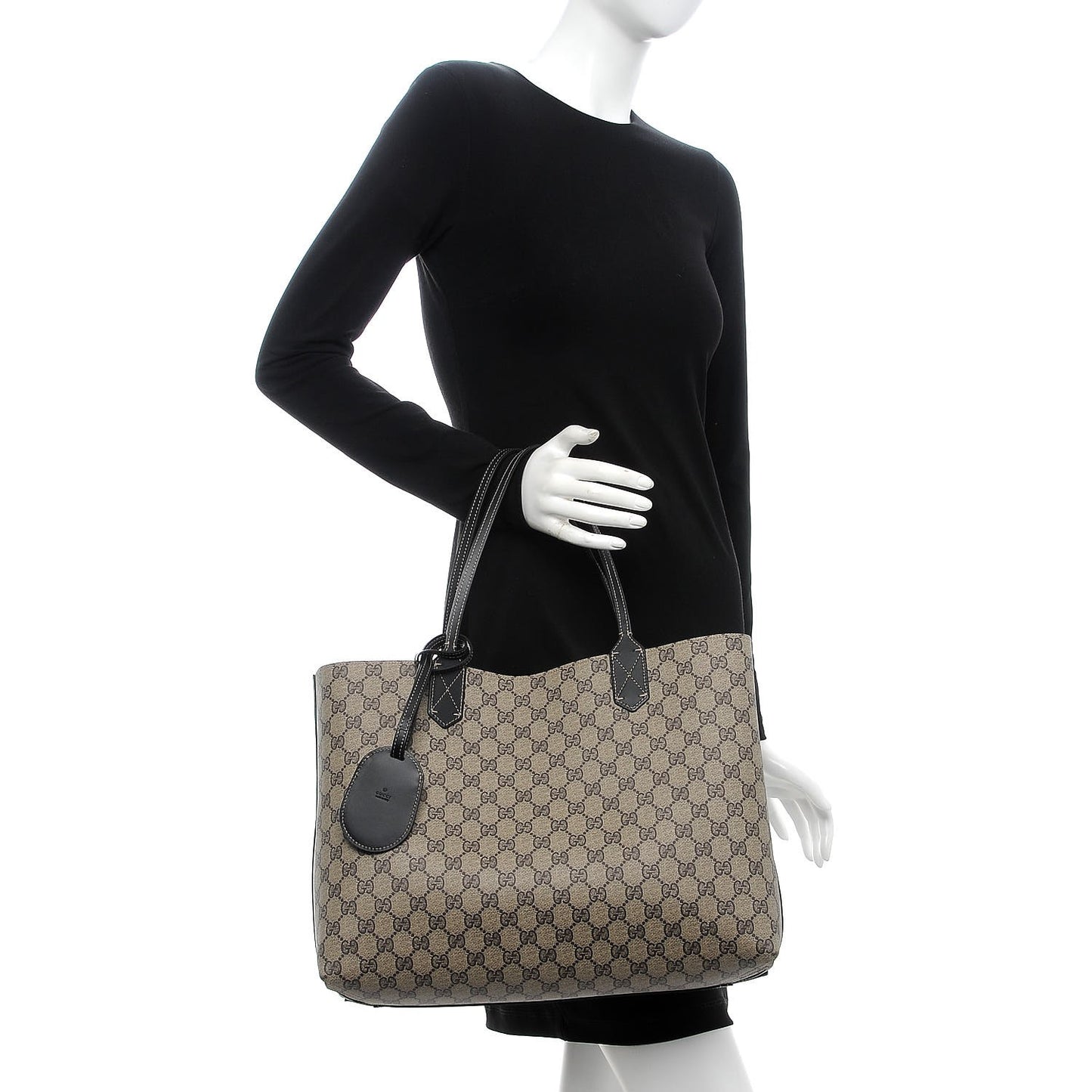 Calfskin GG Supreme Monogram Medium Reversible Tote Black