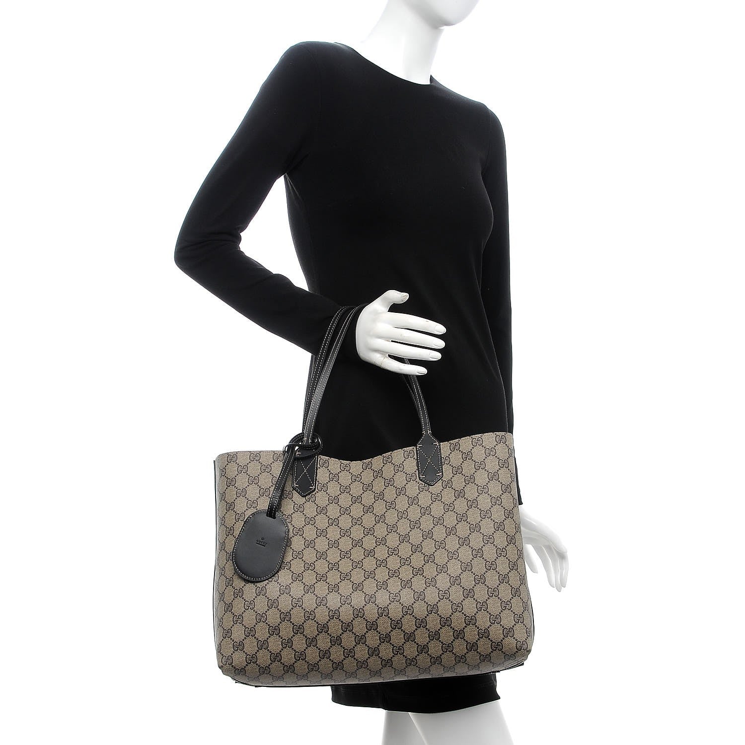 Gucci Calfskin GG Supreme Monogram Medium Reversible Tote Black 2 of 9