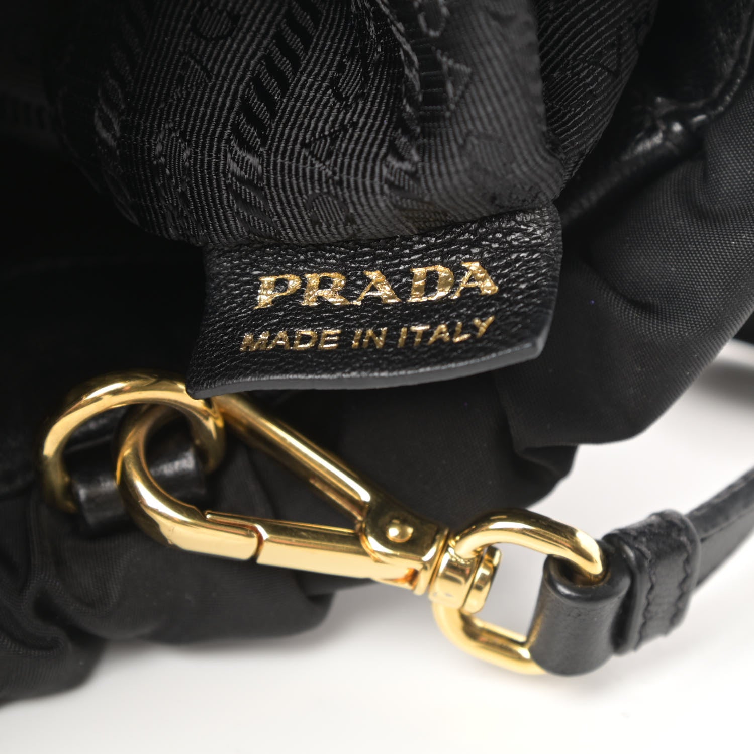 Prada Tessuto Nylon Logo Mini Drawstring Bucket Bag Black 7 of 12