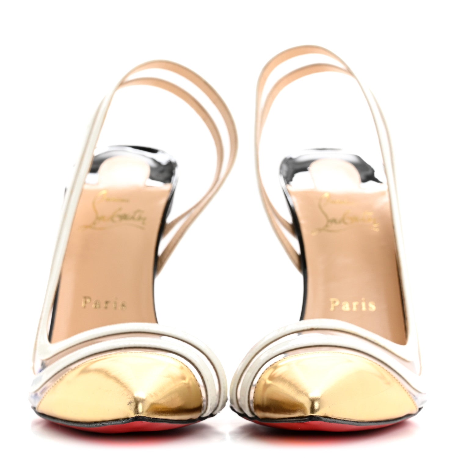 Christian Louboutin Patent PVC Paralili 100 Pumps 40 Gold Black White 3 of 8