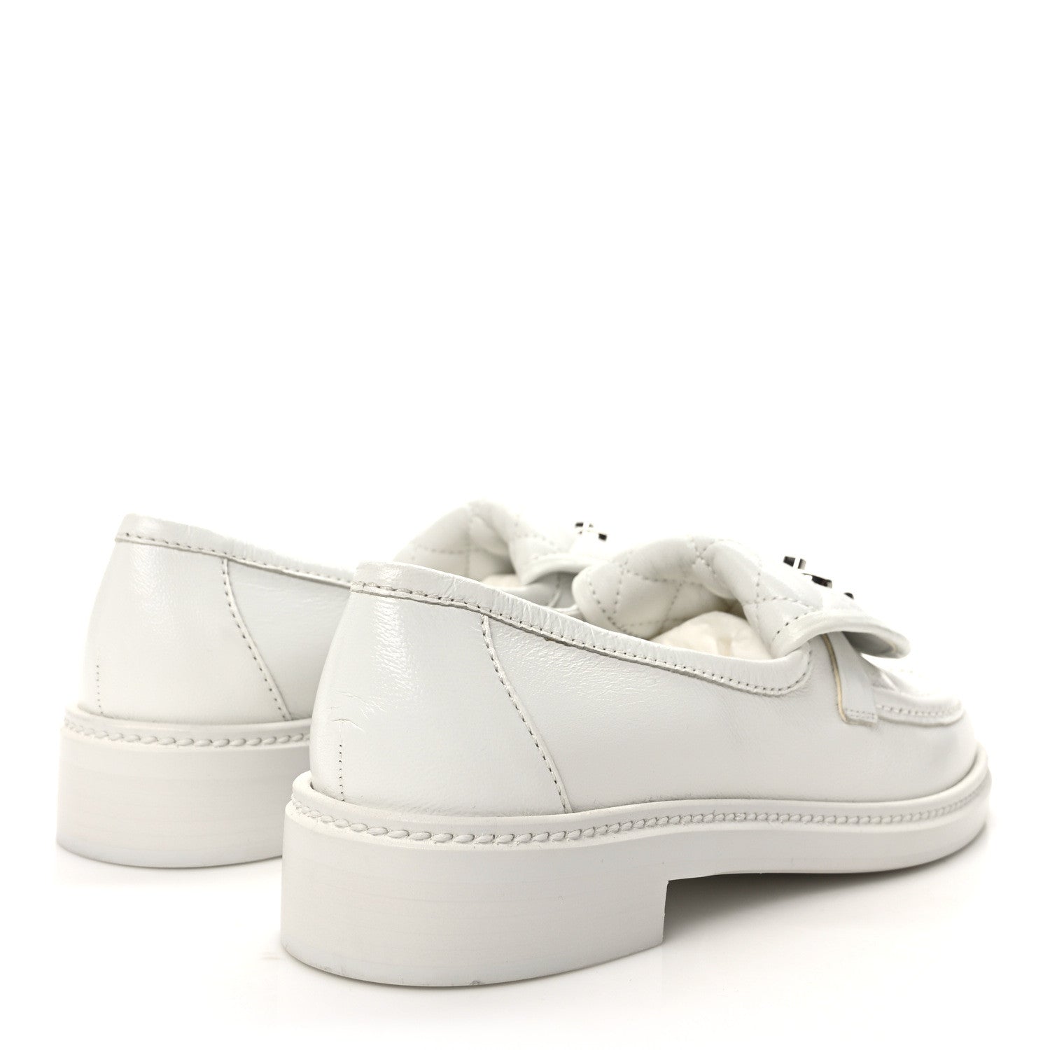 Chanel Lambskin Quilted CC Turnlock Loafers 37 White 4 of 9
