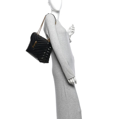 Saint Laurent Patent Y Quilted Monogram Medium Loulou Chain Satchel Black 2 of 12