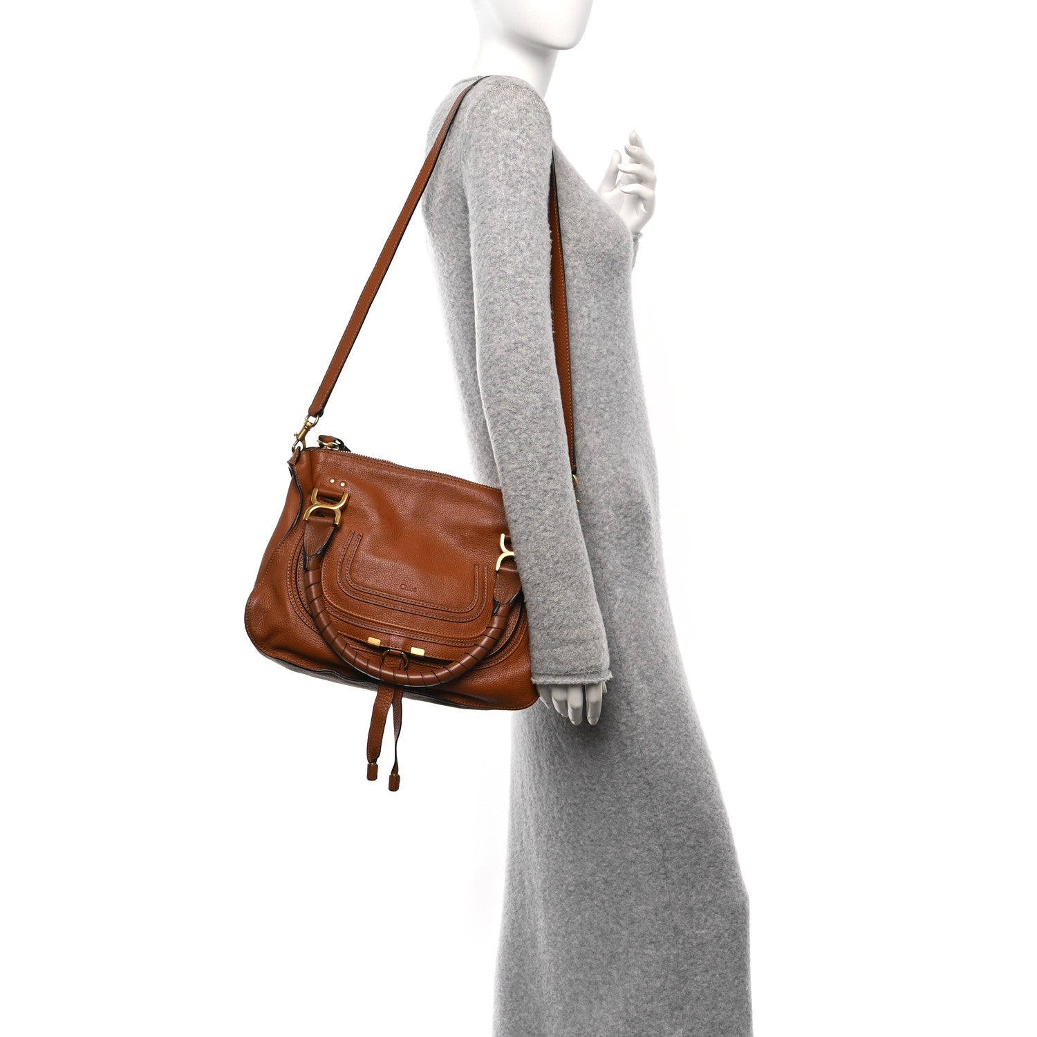 Chloe Calfskin Medium Marcie Satchel Tan 2 of 14