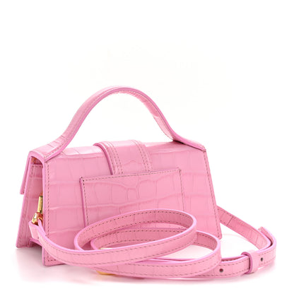 Jacquemus Calfskin Crocodile Embossed Le Bambino Pink 3 of 12