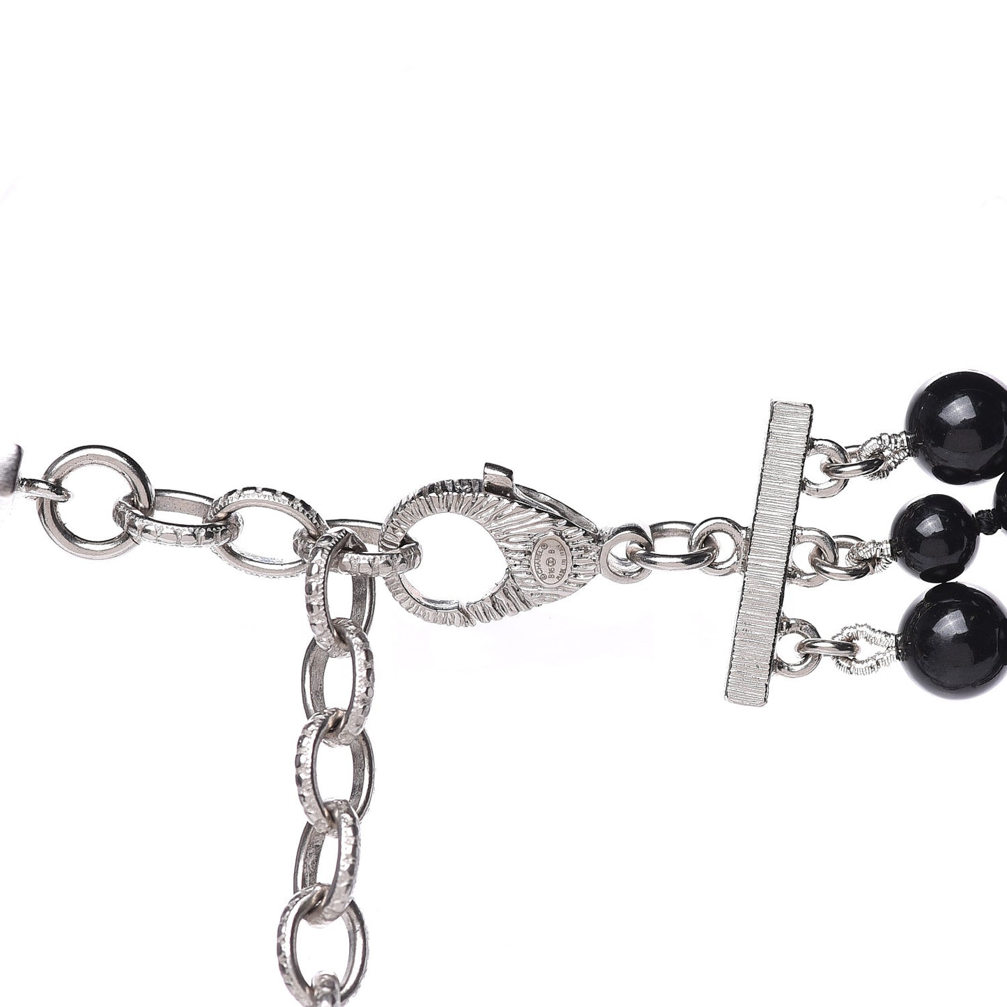 Beaded Crystal CC Triple Strand Necklace Black