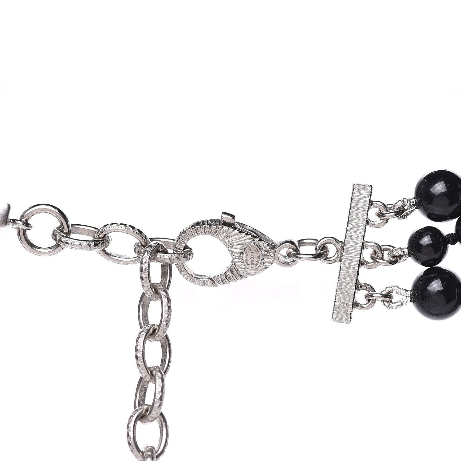 Chanel Beaded Crystal CC Triple Strand Necklace Black 4 of 6