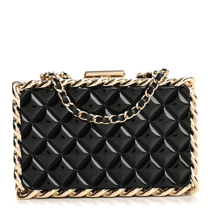 Chanel Plexiglass Quilted Chain Around Minaudiere Clutch Black 1 of 12