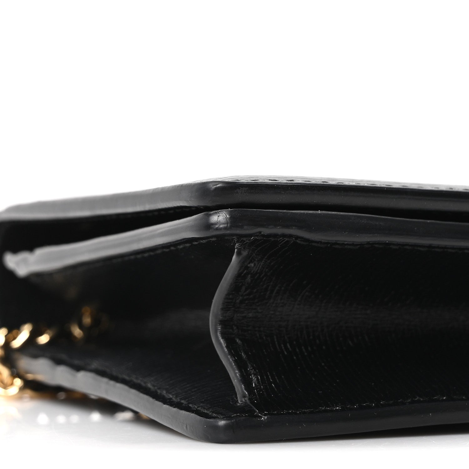 Gucci Textured Calfskin Script Logo Wallet On Chain Black 7 of 9
