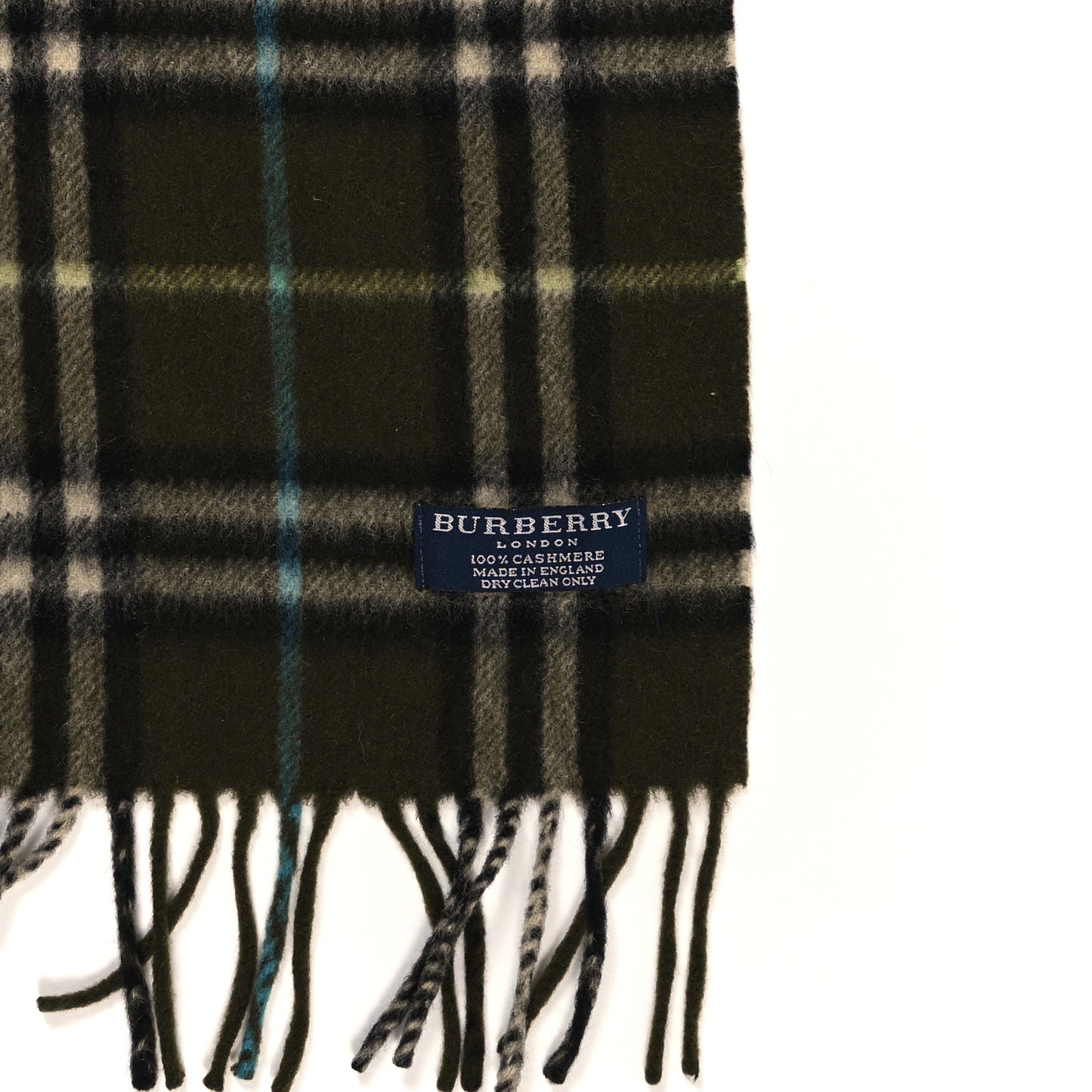 Cashmere House Check Fringe Scarf Olive Green