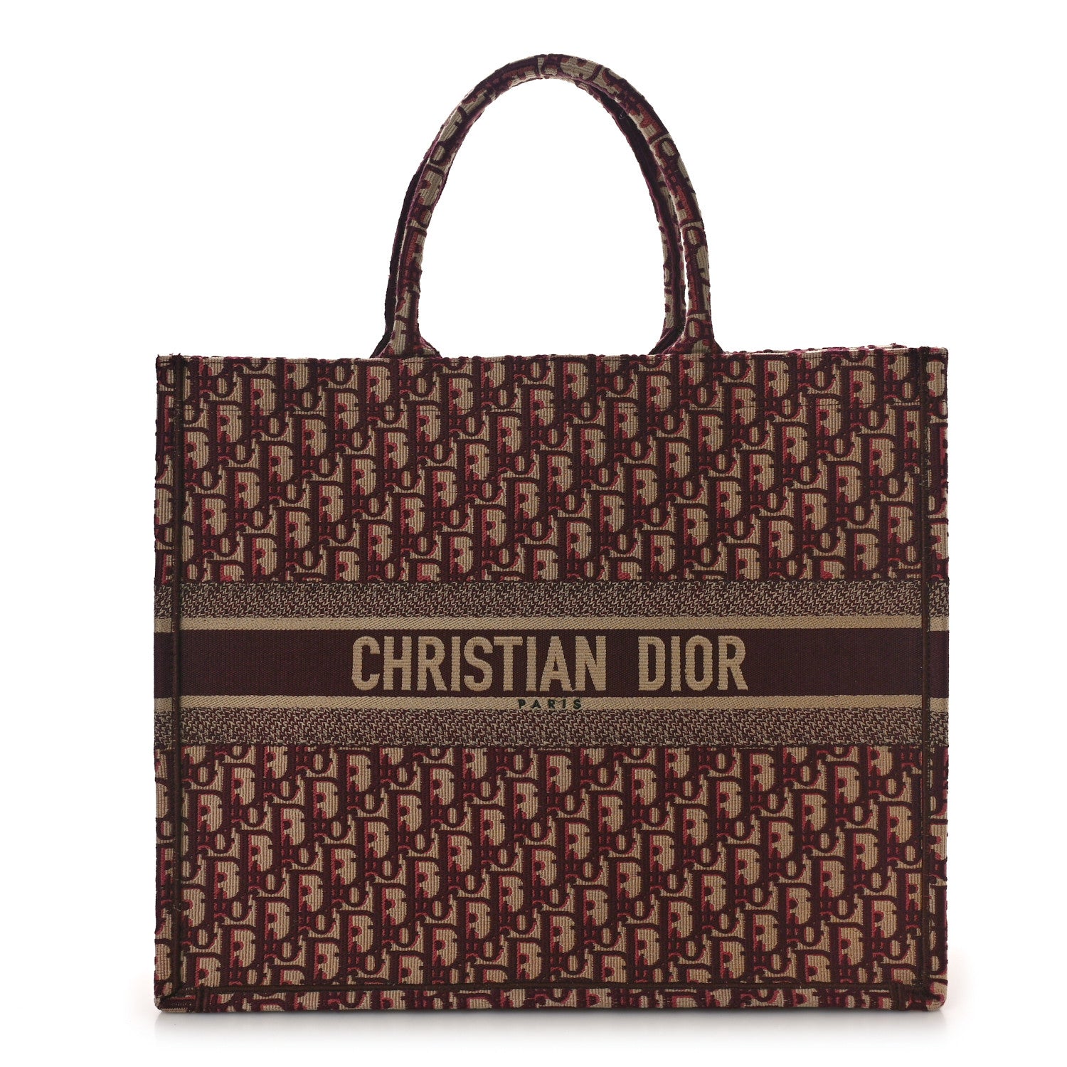 Christian Dior CHRISTIAN DIOR Oblique Large Book Tote Burgundy Multicolor 1 of 15