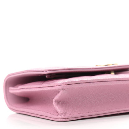 Chanel Shiny Caviar Quilted Pick Me Up Wallet On Chain WOC Pink 10 of 12