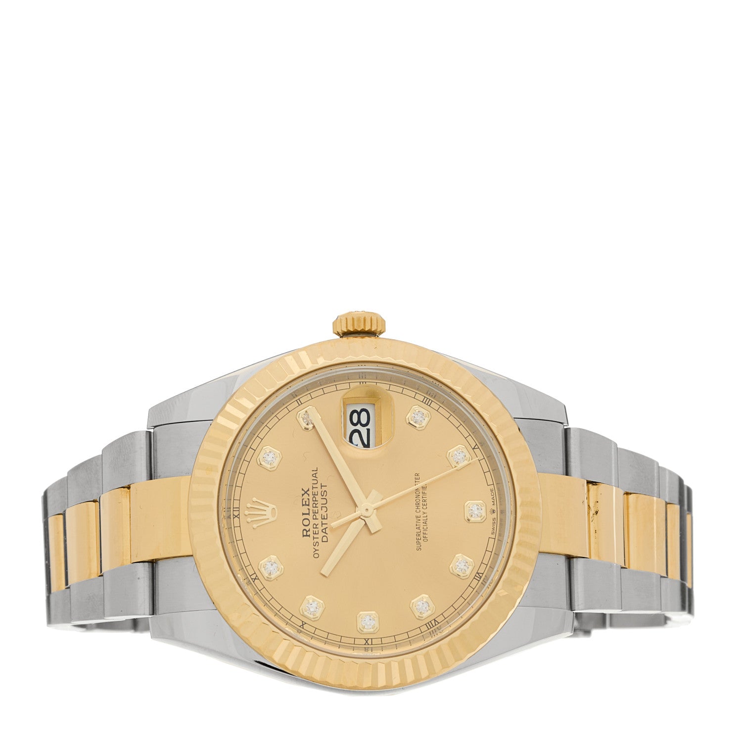 Rolex Stainless Steel 18K Yellow Gold Diamond 41mm Oyster Perpetual Datejust Watch Champagne 126333 2 of 4
